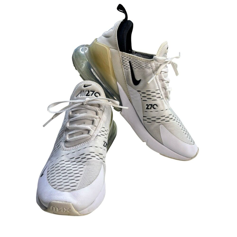 Nike Air Max 270 White Black Men's Shoes Size 10 AH8050-100 Casual Sneakers